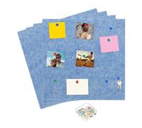 sourcing map Lot de 4 grands carreaux de tableau en liège avec 25 punaises et 8 fixations adhésives, pour photos à domicile, bureau, bleu et gris 30,5 x 30,5 cm