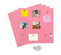 sourcing map Lot de 4 grands carreaux de tableau en liège avec 25 punaises et 8 fixations adhésives, autocollants pour photos à domicile et bureau, 30,5 x 30,5 cm, rouge pêche