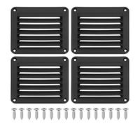 sourcing map Lot de 4 grilles d'aération carrées à persiennes en nylon pour bateau, yacht - 14 x 12,3 cm - Noir