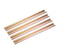 sourcing map Lot de 4 guides de montage en fer à fente pour rail DIN, 350 mm de long, 35 mm de large, 7,5 mm de haut, ton bronze