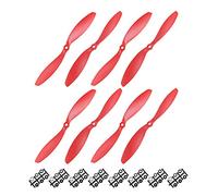 Sourcing map Lot de 4 hélices RC CW CCW 9047 9 x 4,7 pouces à aile fixe pour jouet d'avion en nylon Rouge 4 paires avec anneaux d'adaptation