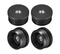 sourcing map Lot de 4 inserts pour tubes ronds avec filetage M8, pour tubes ronds de 35 mm de diamètre extérieur, bouchons réglables en plastique noir pour roulettes de chaise, bouchons de pieds de
