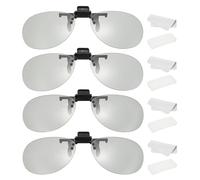 sourcing map Lot de 4 lunettes 3D polarisées à clipser, cadres de lunettes circulaires passives avec étui en verre et chiffon de lunettes pour RealD/Image MAXimum, films, théâtre, jeux TV (clip