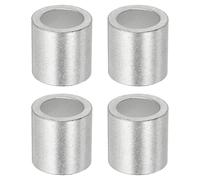 sourcing map Lot de 4 manchons à sertir ronds en aluminium de 14 mm pour câble métallique et virole de câble, argenté