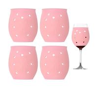 sourcing map Lot de 4 manchons antidérapants en silicone pour verres à vin rouge pour fête, pique-nique, voyage, 286,3 à 402,6 g, rose