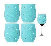 sourcing map Lot de 4 manchons antidérapants en silicone pour verres à vin rouge pour fête, pique-nique, voyage en plein air, 286,3 à 402,6 g, vert