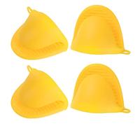 sourcing map Lot de 4 mini gants de four épais en silicone résistant à la chaleur pour cuisine, cuisine, pâtisserie, barbecue - Jaune