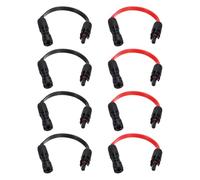 sourcing map Lot de 4 paires de câbles plats pour panneau solaire, 12 AWG 1500 V mâle vers femelle, câble d'extension solaire pour système photovoltaïque de camping-car, noir et rouge, 0,3 m