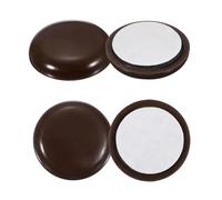sourcing map Lot de 4 patins autocollants ronds en plastique de 2,5 cm pour pieds de meubles, tables et chaises, réutilisables, pour moquette, marron foncé