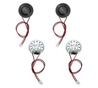 sourcing map Lot de 4 petits haut-parleurs 8 Ohm, 0,5 W 20 mm de diamètre, coque en métal, aimant rond avec fil de terminal de 100 mm, micro interne pour DVD, EVD, mini haut-parleur audio domestique