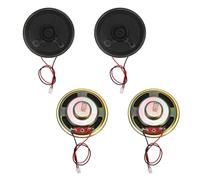 sourcing map Lot de 4 petits haut-parleurs 8 Ohm, 0,5 W 50 mm de diamètre, coque en métal, aimant rond avec fil de terminal de 100 mm, micro interne pour DVD, EVD, mini haut-parleurs audio domestiques