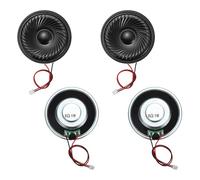 sourcing map Lot de 4 petits haut-parleurs 8 Ohm, 1 W 50 mm de diamètre, coque en métal, aimant rond avec fil de terminal de 100 mm, micro interne pour DVD, EVD, mini haut-parleurs audio domestiques