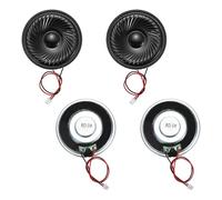 sourcing map Lot de 4 petits haut-parleurs 8 Ohm, 2 W 50 mm de diamètre, coque en métal, aimant rond avec fil de terminal de 100 mm, micro interne pour DVD, EVD, mini haut-parleurs audio domestiques
