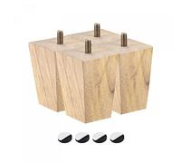 sourcing map Lot de 4 pieds de meubles carrés en bois massif - 7,6 cm - Pour canapé, chaise, table - Marron clair