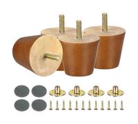 sourcing map Lot de 4 pieds de meubles en bois massif de 5 cm pour canapé, armoire, ottoman, marron clair