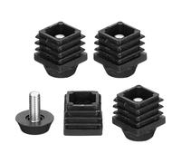 sourcing map Lot de 4 pieds de nivellement M6 x 20 x 20 mm réglables en plastique pour pieds de meubles - Insert carré à visser pour table et chaise - Noir