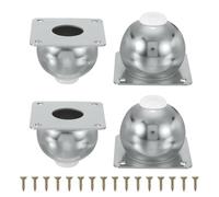 sourcing map Lot de 4 pieds pour meubles en forme de sphère en métal robuste avec coussinets en caoutchouc pour commode, canapé, tables, lit et armoire (6 cm, argent)