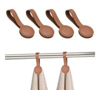 sourcing map Lot de 4 pinces magnétiques de cuisine en cuir, porte-serviettes multi-usages, accessoires de cuisine pour poignées de four, barres de support, marron