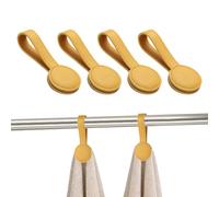 sourcing map Lot de 4 pinces magnétiques pour serviettes de cuisine, porte-serviettes en cuir, crochets multi-usages, accessoires de cuisine pour poignées de four, barres de support, jaune
