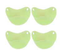 sourcing map Lot de 4 pocheuses à œufs en silicone antiadhésives - Gadget de cuisine pour le petit déjeuner - Pour micro-ondes, friteuse à air chaud, cuisson bouillie, pochée, vert