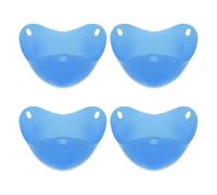 sourcing map Lot de 4 pocheuses à œufs en silicone antiadhésives - Gadget de cuisine pour le petit déjeuner - Pour micro-ondes, friteuse à air chaud, cuisson bouillie, pochée, bleu