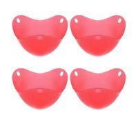 sourcing map Lot de 4 pocheuses à œufs en silicone antiadhésives - Gadget de cuisine pour le petit-déjeuner - Pour micro-ondes, friteuse à air chaud, cuisson bouillie, pochée, rouge vif