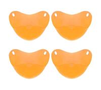 sourcing map Lot de 4 pocheuses à œufs en silicone antiadhésives - Gadget de cuisine pour le petit-déjeuner - Pour micro-ondes, friteuse à air chaud, cuisson bouillie, pochée, orange