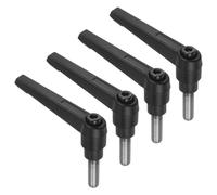 sourcing map Lot de 4 poignées à levier de serrage, M8 x 20 mm, goujon mâle fileté en acier inoxydable 304, poignées réglables, verrouillage rapide, bouton poussoir, bouton poussoir, noir