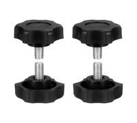 sourcing map Lot de 4 poignées de boutons en forme d'étoile M6 x 10 mm (pas de 1 mm) Filetage mâle métrique en acier carbone Vis de serrage filetées pour travail du bois, noir