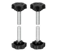 sourcing map Lot de 4 poignées de boutons en forme d'étoile M8 x 30 mm (pas de 1,25 mm) en acier au carbone - Vis de serrage filetées pour travail du bois - Noir