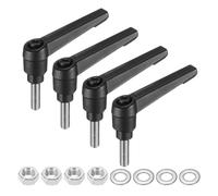 sourcing map Lot de 4 poignées de levier de serrage réglables M6 x 20 mm | Boutons de verrouillage à cliquet en acier inoxydable 304 à dégagement rapide pour machines de tour