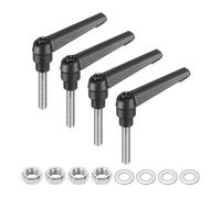 sourcing map Lot de 4 poignées de levier de serrage réglables M8 x 40 mm | Boutons de verrouillage à cliquet en acier inoxydable 304 à dégagement rapide pour machines de tour