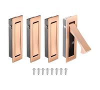 sourcing map Lot de 4 poignées de porte de poche, en acier inoxydable 304, quincaillerie de porte de poche pour armoire coulissante, maison, bureau, hôtel, cuivre