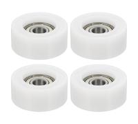 sourcing map Lot de 4 poulies de roulement de renvoi à rouleaux - 8 x 35 x 15 mm - Convoyeur coulissant en plastique et nylon - Pour accessoires de meubles et portes mobiles - Blanc
