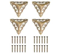 sourcing map Lot de 4 protections de bord en laiton, 20 mm, protection d'angle, coins anti-poussière d'escalier vintage avec vis, bronze