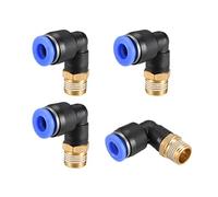 sourcing map Lot de 4 raccords de tube coudés mâles de 6 mm OD x filetage G1/8" pneumatique à air comprimé Bleu