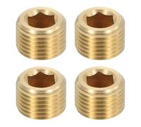 sourcing map Lot de 4 raccords de tuyau en laiton, 1/8" BSP mâle hexagonal compteur, bouchon de tuyau à filetage interne pour fermer l'extrémité du tuyau, réservoirs d'air