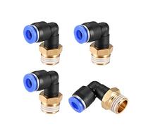 sourcing map Lot de 4 raccords pneumatiques coudés mâles de 6 mm de diamètre extérieur x filetage G1/4" Bleu
