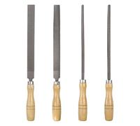 sourcing map Lot de 4 râpes à bois de 20,3 cm en acier plat/rond/demi-rond/carré/râpe multifonction avec poignée en bois pour le travail du bois, l'affûtage du bois et du métal