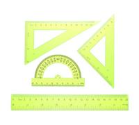 sourcing map Lot de 4 règles triangulaires en plastique de 20 cm - Rapporteur géométrique - Pour bureau et maison - Jaune