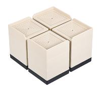 sourcing map Lot de 4 rehausseurs de meubles carrés réglables de 11 cm pour lit, bureau, canapé, table jusqu'à 589,7 kg, beige