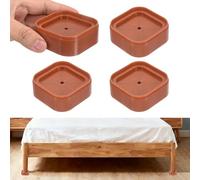 sourcing map Lot de 4 rehausseurs de meubles, rehausseurs de lit réglables, blocs de levage carrés empilables pour bureau, canapé, chaise, table, armoire, cadre de lit, marron