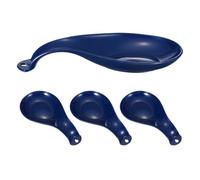 sourcing map Lot de 4 repose-cuillères, 21,6 x 10,4 cm, en plastique résistant à la chaleur, repose-louche, support à ustensiles de cuisine pour comptoir de cuisine, cuisinière, pinces, spatules, bleu