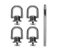 sourcing map Lot de 4 rivets en métal de 6,6 mm avec anneau en D et poinçon de 3,5 mm pour cuir - Noir