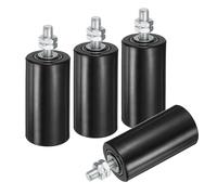 sourcing map Lot de 4 rouleaux de guidage pour portail coulissant, 10,2 cm en nylon, ensemble de support de portail, guide universel à roulement à billes scellé pour porte coulissante, noir