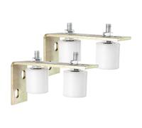 sourcing map Lot de 4 rouleaux de guidage pour portail coulissant, 4,3 cm en nylon avec support de poteau arrière en L, guide universel à roulement à billes scellé pour porte coulissante, blanc