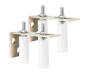sourcing map Lot de 4 rouleaux de guidage pour portail coulissant, 7,6 cm en nylon avec support de poteau arrière en L, guide universel pour porte coulissante, blanc