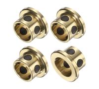 sourcing map Lot de 4 roulements à bride 12 mm alésage x 15 mm de diamètre extérieur x 12 mm de hauteur, bagues de bride enveloppées sans huile en laiton graphite, bague lubrifiante en laiton coulé