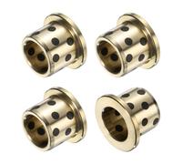 sourcing map Lot de 4 roulements à bride 16 mm alésage x 22 mm de diamètre extérieur x 20 mm de hauteur, bagues de bride enveloppées sans huile en laiton graphite, bague lubrifiante en laiton coulé
