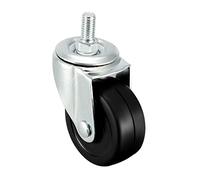 Sourcing map Lot de 4 roulettes pivotantes en caoutchouc massif, roues pour chariot, M8 x 15 mm Noir